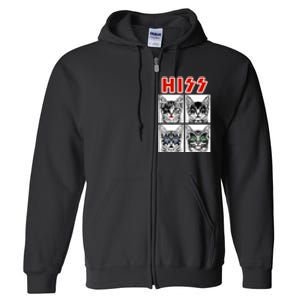 Retro Cat Rock Music Concert Band Funny Cat Full Zip Hoodie