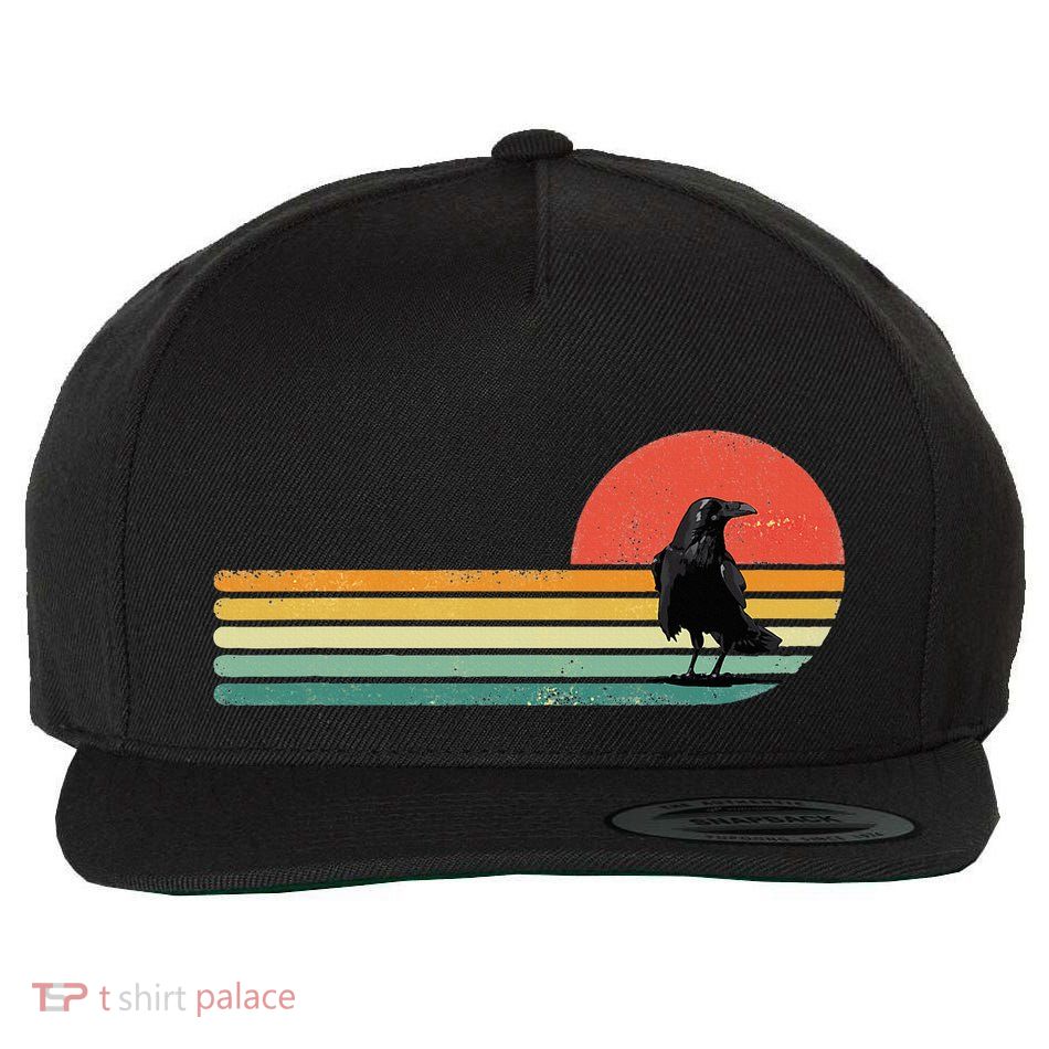 Raven Crow Retro Style Animal Bird Lover Bird Watcher Wool Snapback Cap