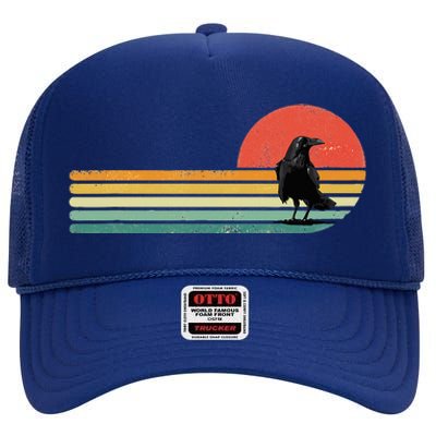 Raven Crow Retro Style Animal Bird Lover Bird Watcher High Crown Mesh Back Trucker Hat