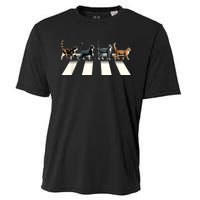 Retro Cat Rock And Roll Music Gift Funny Cat Cooling Performance Crew T-Shirt