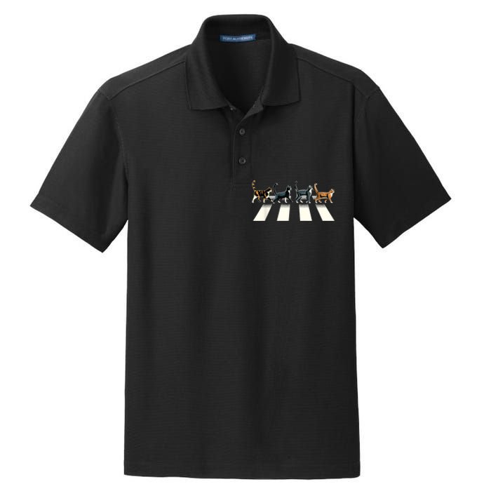 Retro Cat Rock And Roll Music Gift Funny Cat Dry Zone Grid Polo