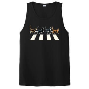 Retro Cat Rock And Roll Music Gift Funny Cat PosiCharge Competitor Tank