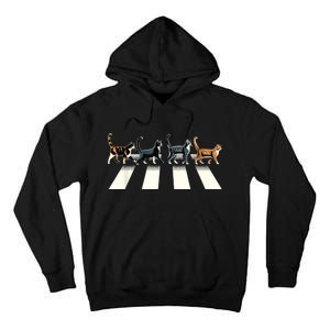 Retro Cat Rock And Roll Music Gift Funny Cat Tall Hoodie