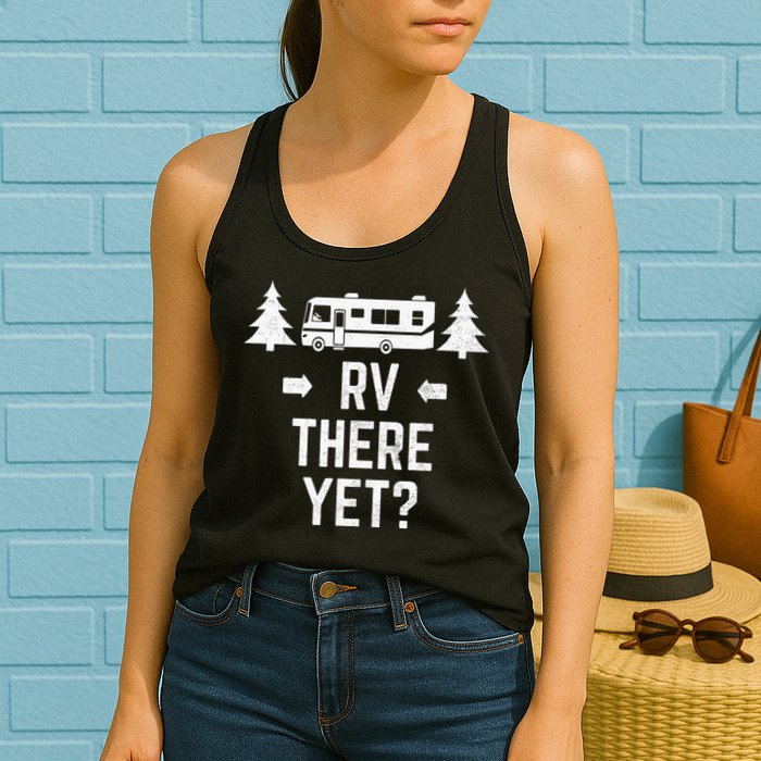 retro Camping RV There Yet Class A Motorhome Womens Tank Top