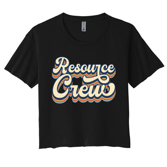 Resource Crew Retro Resource Teacher School Teacher Women's Crop Top Tee