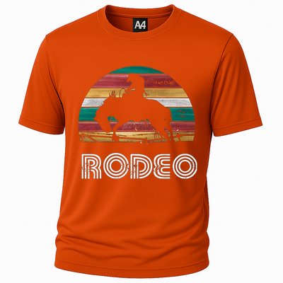 Rainbow Cow Rodeo Bucking Bronco Horse Retro Style Gift Cooling Performance Crew T-Shirt