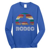 Rainbow Cow Rodeo Bucking Bronco Horse Retro Style Gift Long Sleeve Shirt