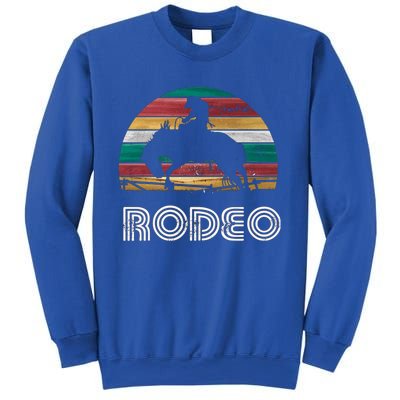 Rainbow Cow Rodeo Bucking Bronco Horse Retro Style Gift Sweatshirt