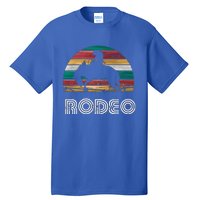 Rainbow Cow Rodeo Bucking Bronco Horse Retro Style Gift Tall T-Shirt