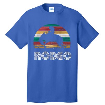 Rainbow Cow Rodeo Bucking Bronco Horse Retro Style Gift Tall T-Shirt