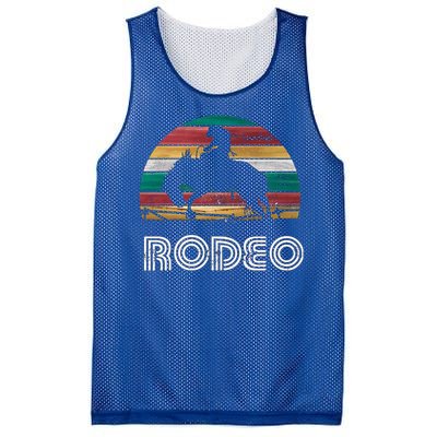 Rainbow Cow Rodeo Bucking Bronco Horse Retro Style Gift Mesh Reversible Basketball Jersey Tank