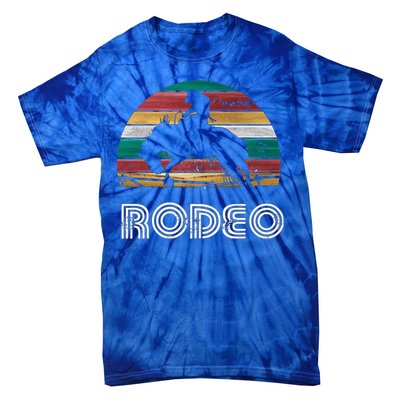 Rainbow Cow Rodeo Bucking Bronco Horse Retro Style Gift Tie-Dye T-Shirt