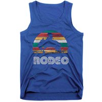 Rainbow Cow Rodeo Bucking Bronco Horse Retro Style Gift Tank Top