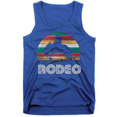 Rainbow Cow Rodeo Bucking Bronco Horse Retro Style Gift Tank Top