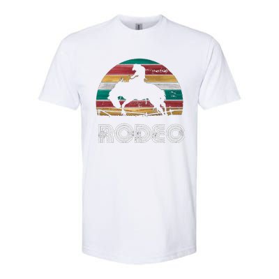 Rainbow Cow Rodeo Bucking Bronco Horse Retro Style Gift Softstyle CVC T-Shirt