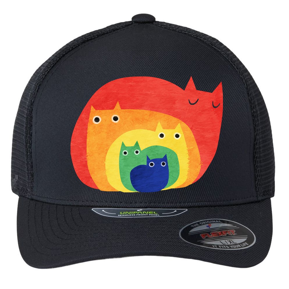 Rainbow Cats Flexfit Unipanel Trucker Cap