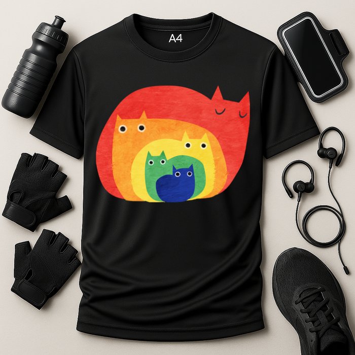 Rainbow Cats Cooling Performance Crew T-Shirt