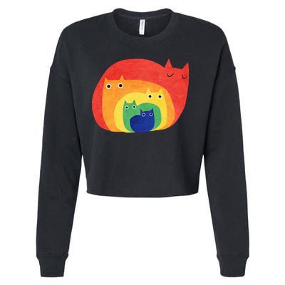 Rainbow Cats Cropped Pullover Crew