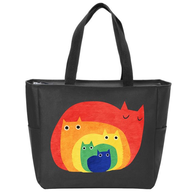 Rainbow Cats Zip Tote Bag