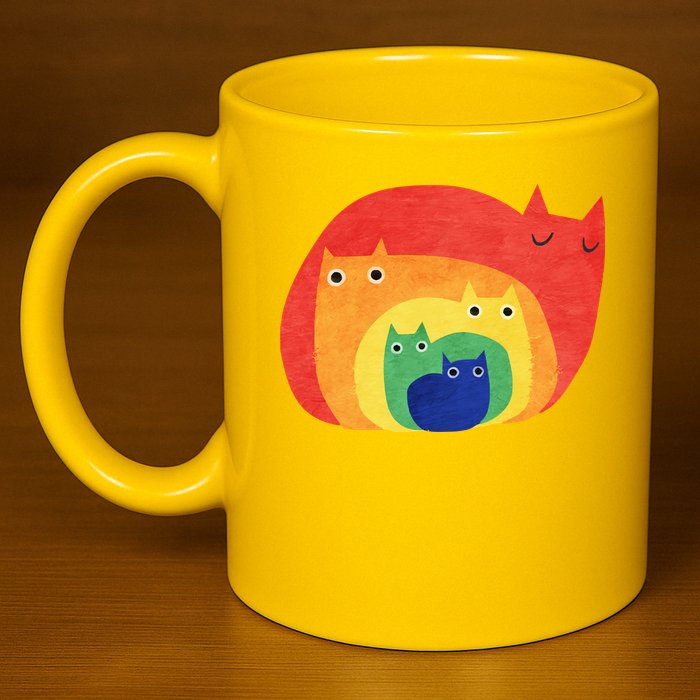 Rainbow Cats 11oz C Handle Ceramic Mug