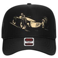 Race Car Racing Sports Auto Racer Vintage Cool High Crown Mesh Back Trucker Hat