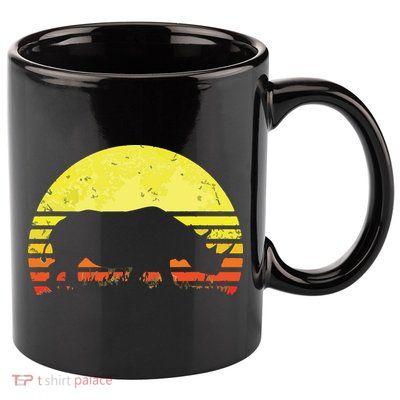Rhino Cool Rhinoceros African Animals Retro Sunset Vintage 11oz C Handle Ceramic Mug