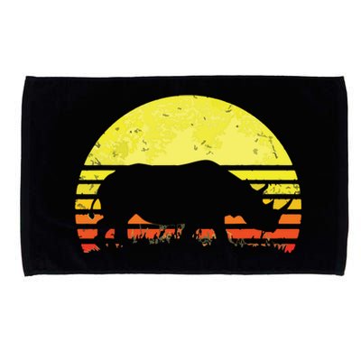 Rhino Cool Rhinoceros African Animals Retro Sunset Vintage Microfiber Hand Towel