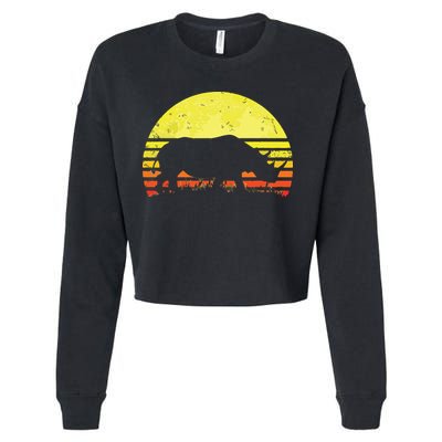 Rhino Cool Rhinoceros African Animals Retro Sunset Vintage Cropped Pullover Crew