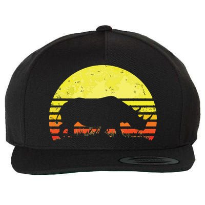 Rhino Cool Rhinoceros African Animals Retro Sunset Vintage Wool Snapback Cap