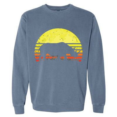 Rhino Cool Rhinoceros African Animals Retro Sunset Vintage Garment-Dyed Sweatshirt