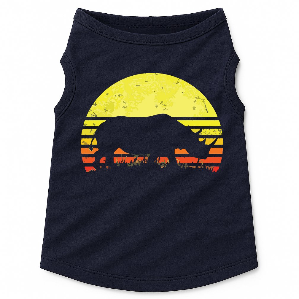Rhino Cool Rhinoceros African Animals Retro Sunset Vintage Doggie Tank