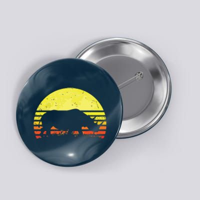 Rhino Cool Rhinoceros African Animals Retro Sunset Vintage Button