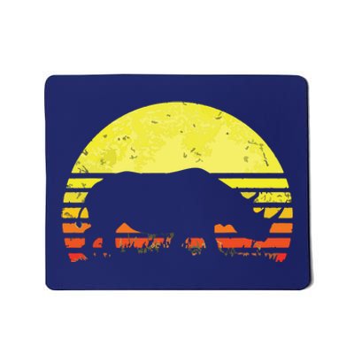 Rhino Cool Rhinoceros African Animals Retro Sunset Vintage Mousepad