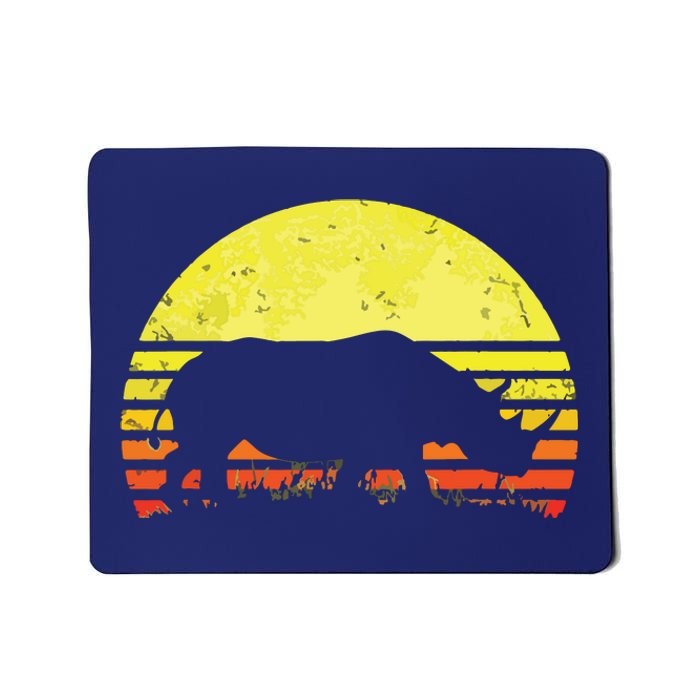 Rhino Cool Rhinoceros African Animals Retro Sunset Vintage Mousepad