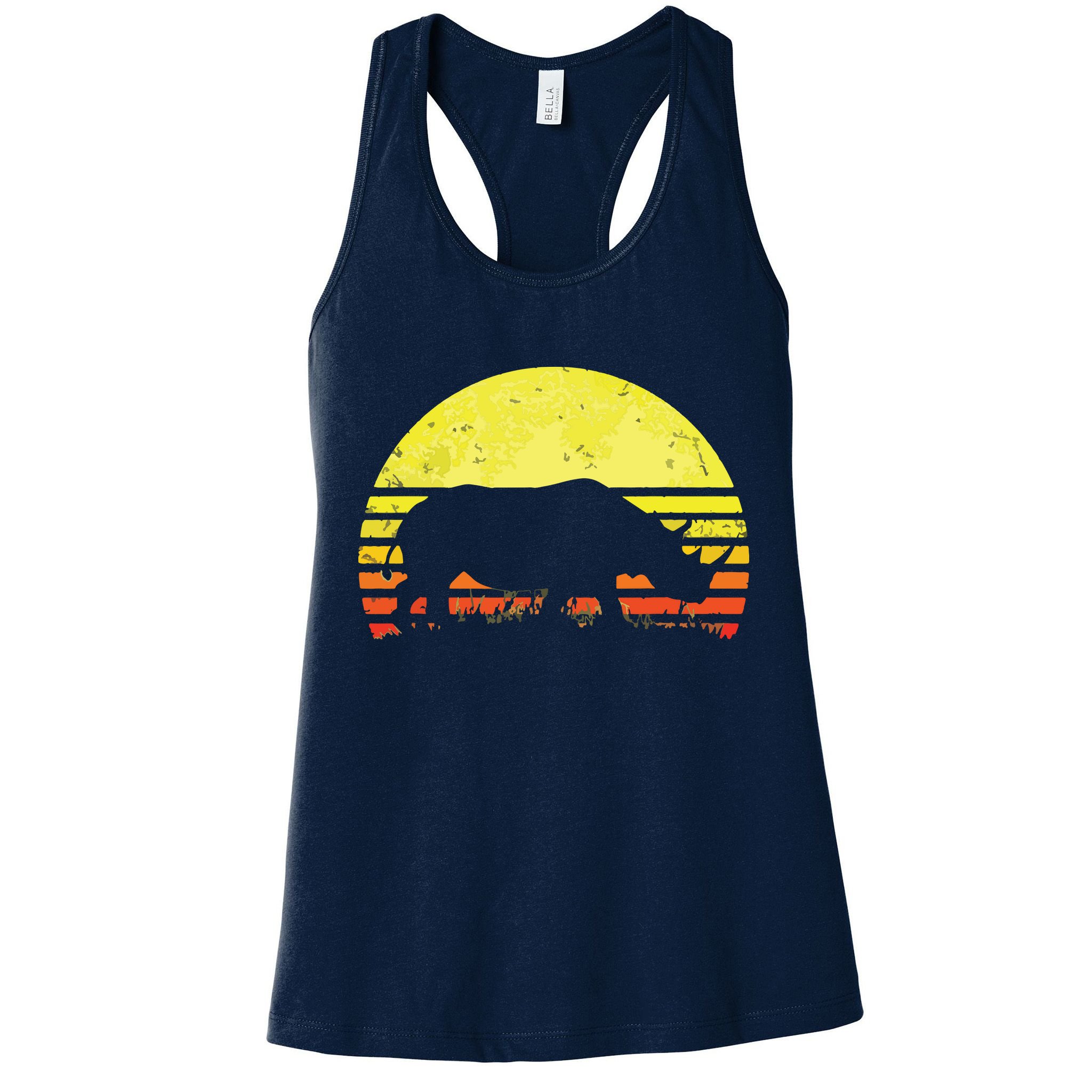 Rhino Cool Rhinoceros African Animals Retro Sunset Vintage Womens Tank Top