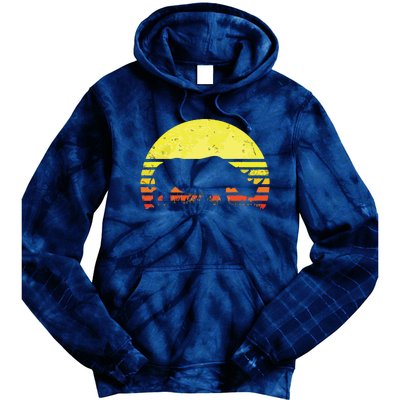 Rhino Cool Rhinoceros African Animals Retro Sunset Vintage Tie Dye Hoodie