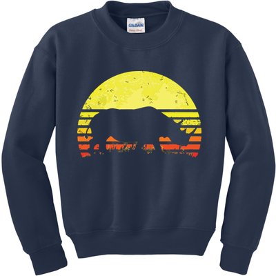 Rhino Cool Rhinoceros African Animals Retro Sunset Vintage Kids Sweatshirt