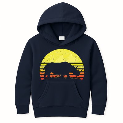 Rhino Cool Rhinoceros African Animals Retro Sunset Vintage Kids Hoodie