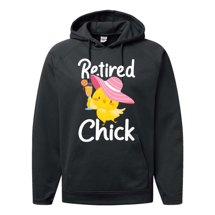 Retired Chick Retiree Retirement Pension Retiring Performance Fleece Hoodie