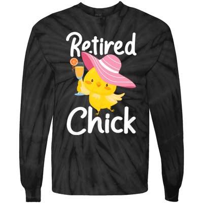 Retired Chick Retiree Retirement Pension Retiring Tie-Dye Long Sleeve Shirt