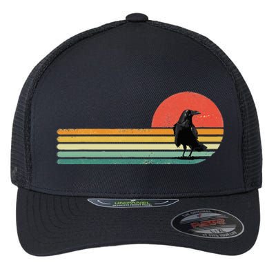 Raven Crow Retro Style Animal Bird Lover Bird Watcher Flexfit Unipanel Trucker Cap