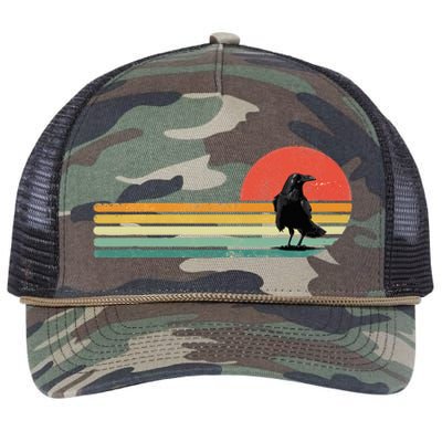 Raven Crow Retro Style Animal Bird Lover Bird Watcher Retro Rope Trucker Hat Cap