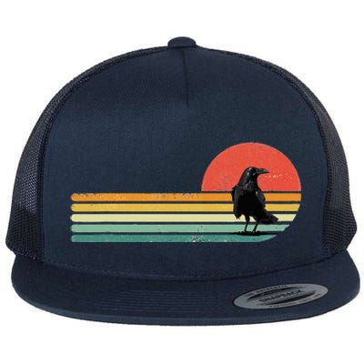 Raven Crow Retro Style Animal Bird Lover Bird Watcher Flat Bill Trucker Hat