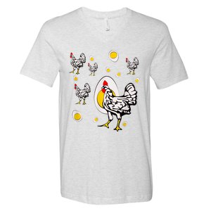 Roseanne Chicken, Retro Chickens V-Neck T-Shirt