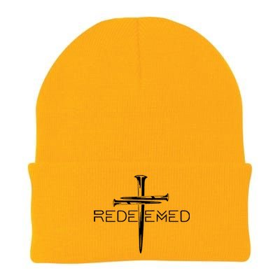 Redeemed Collection Redeemed By The Blood Of Jesus Ephesians 1:7 Front And Back Knit Cap Winter Beanie