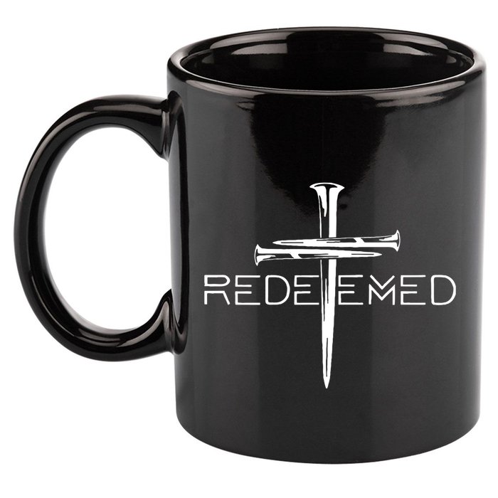 Redeemed Collection Redeemed By The Blood Of Jesus Ephesians 1:7 Front And Back 11oz C Handle Ceramic Mug