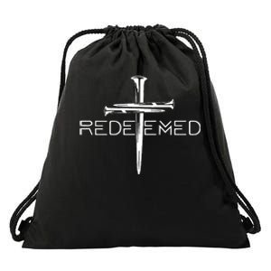 Redeemed Collection Redeemed By The Blood Of Jesus Ephesians 1:7 Front And Back Drawstring Bag