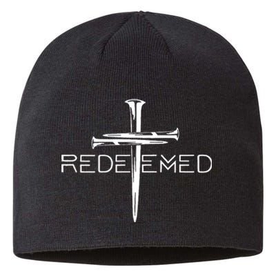 Redeemed Collection Redeemed By The Blood Of Jesus Ephesians 1:7 Front And Back Sustainable Beanie