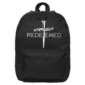 Redeemed Collection Redeemed By The Blood Of Jesus Ephesians 1:7 Front And Back 16 in Basic Backpack