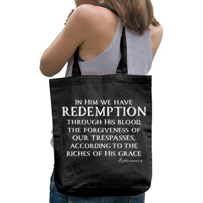 Redeemed Collection Redeemed By The Blood Of Jesus Ephesians 1:7 Front And Back Tote Bag